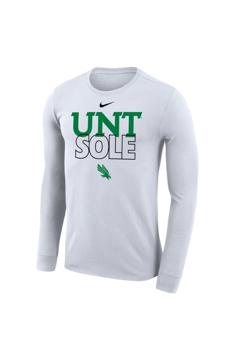 Nike White North Texas Mean Green 2023 On Court Bench Long Sleeve T-Shirt, Alternate, color,