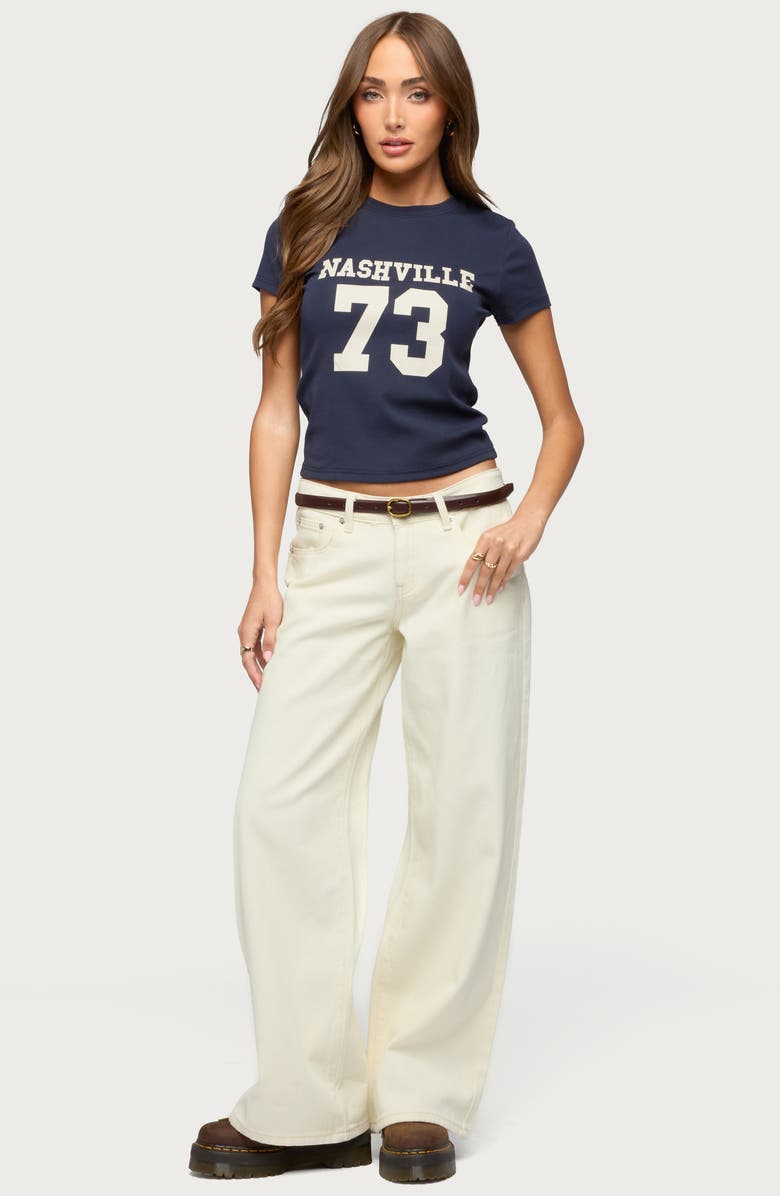 EDIKTED Nashville Cotton Graphic T-Shirt, Alternate, color, Navy