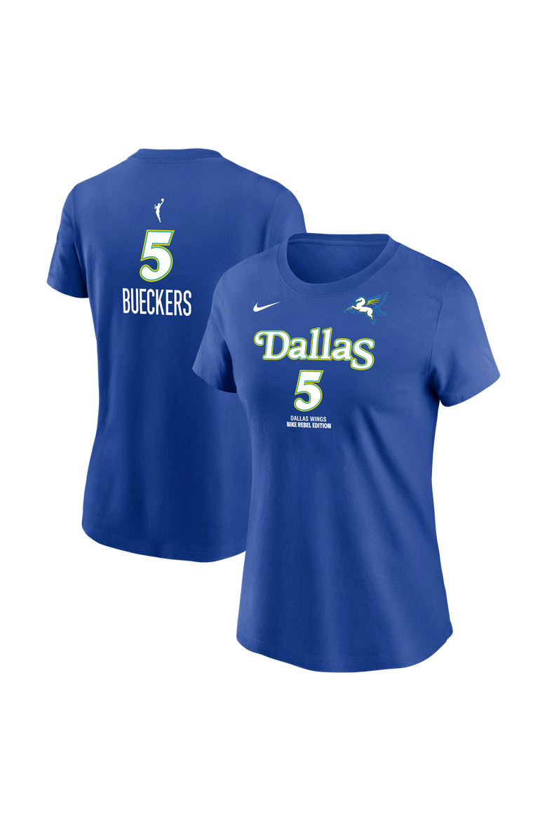 Women's Nike Paige Bueckers Blue Dallas Wings Rebel Edition Name & Number T-Shirt, Main, color, Blue