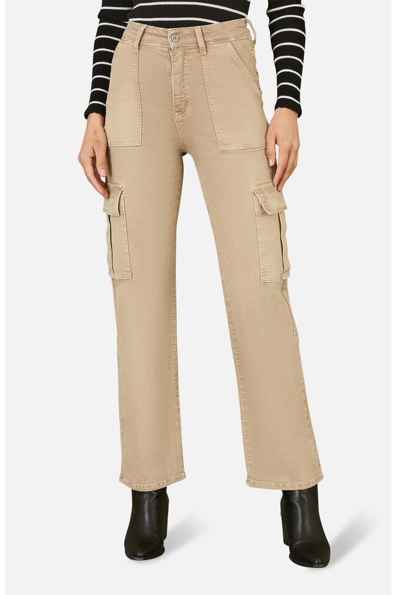 High Waist Utility Stretch Cargo Pants, Alternate, color, Stone