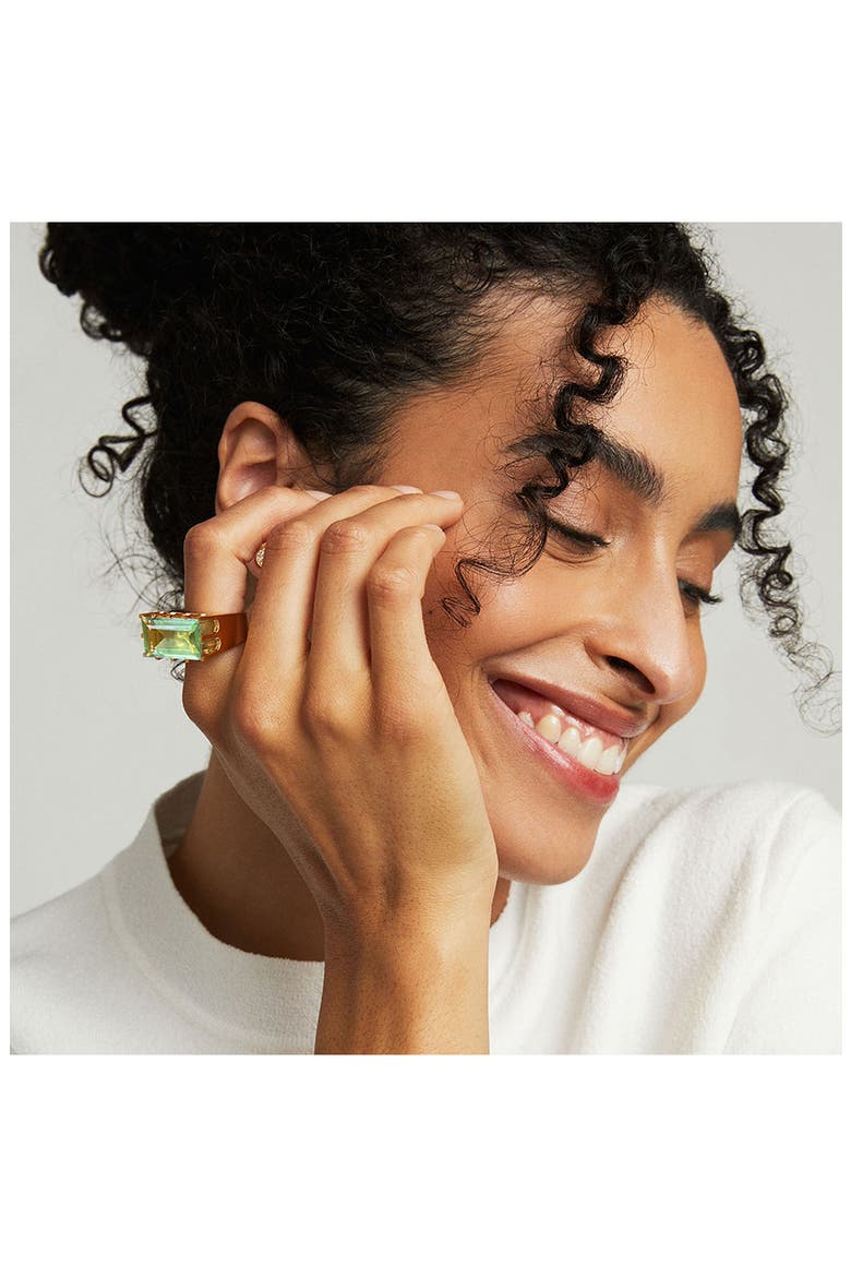 Baguette-Cut Prasiolite Castle Ring, Alternate, color, GREEN AMETHYST/ GOLD