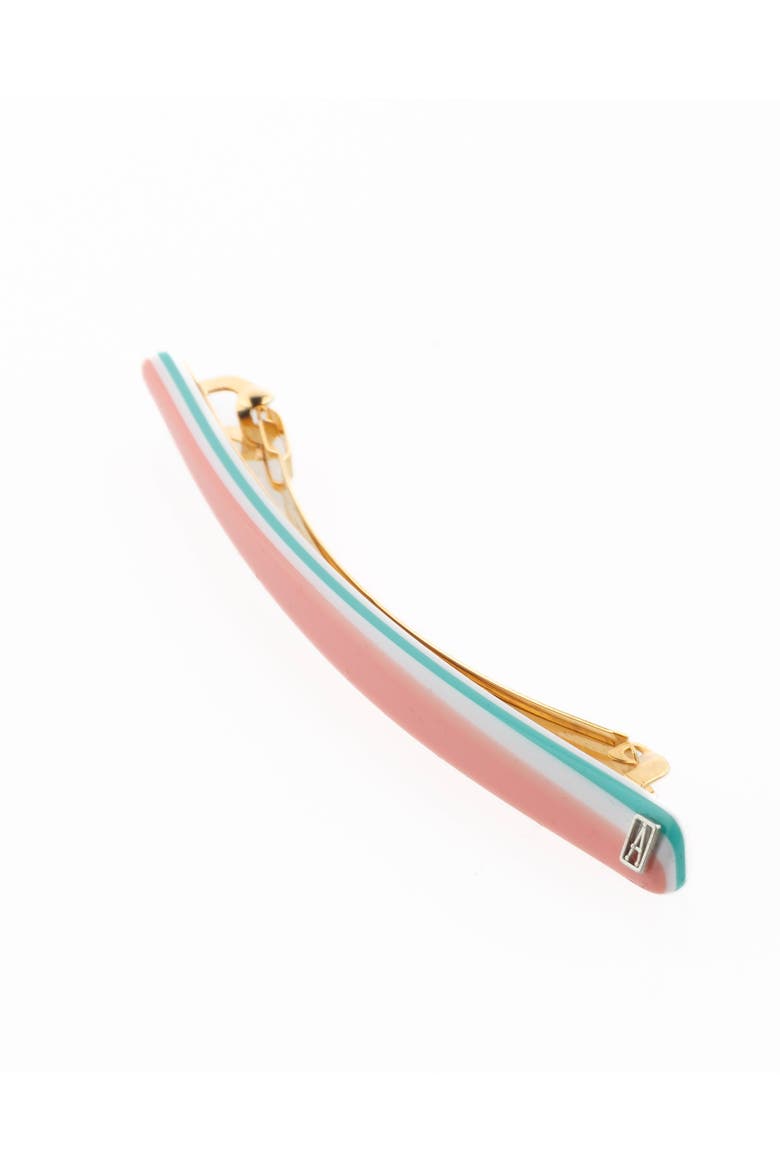 Thin Stripes Acetate Barrette, Alternate, color, Pink