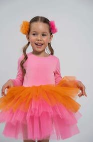 Mini Celebrities Rainbow Long Sleeve Fluffy Tutu Dress