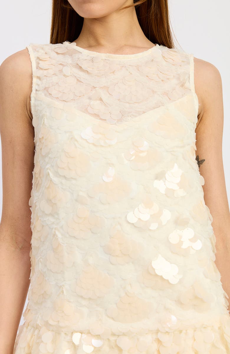 En Saison Emryn Sequin Bubble Minidress, Alternate, color, Ecru
