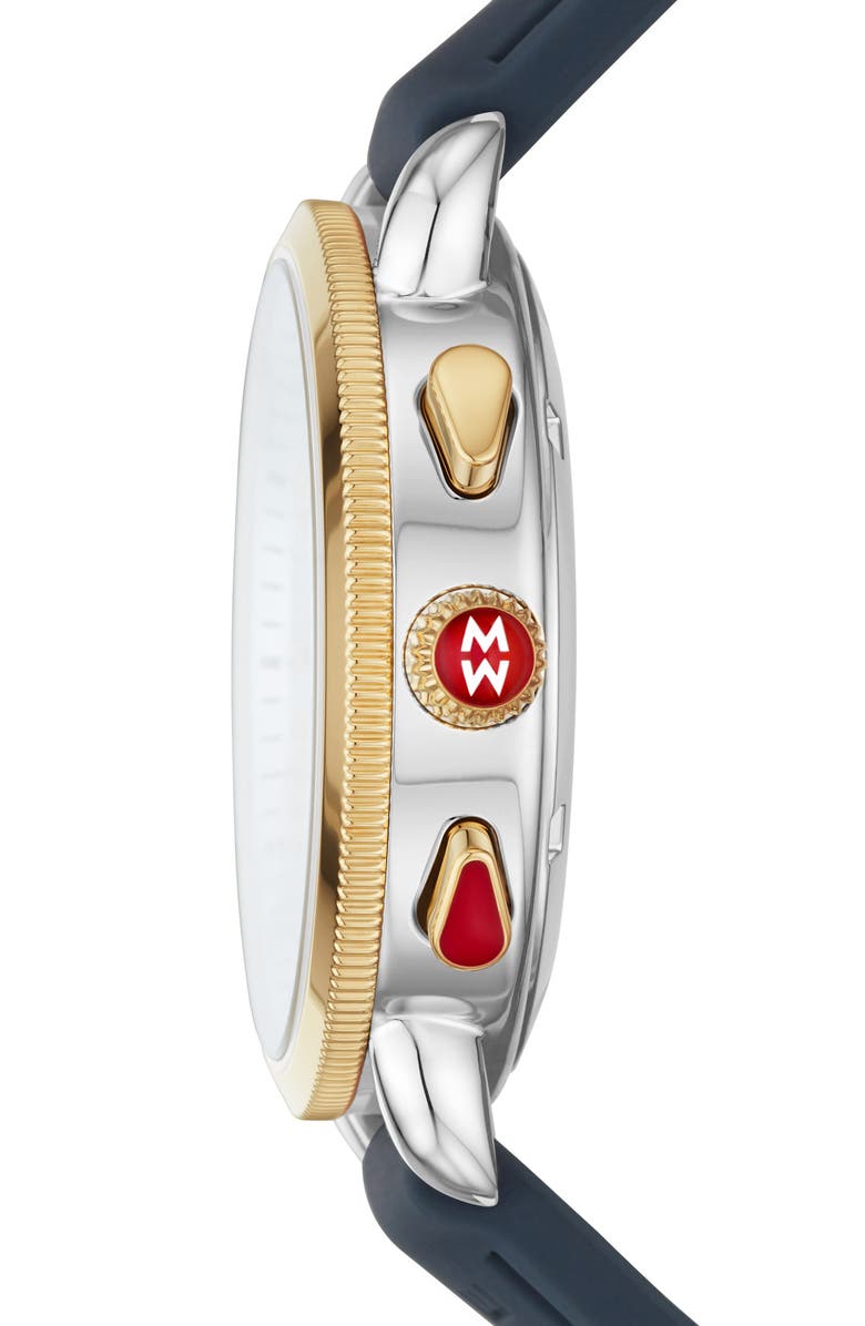 MICHELE Sport Sail Chronograph Watch Head with Silicone Strap, 38mm, Alternate, color,