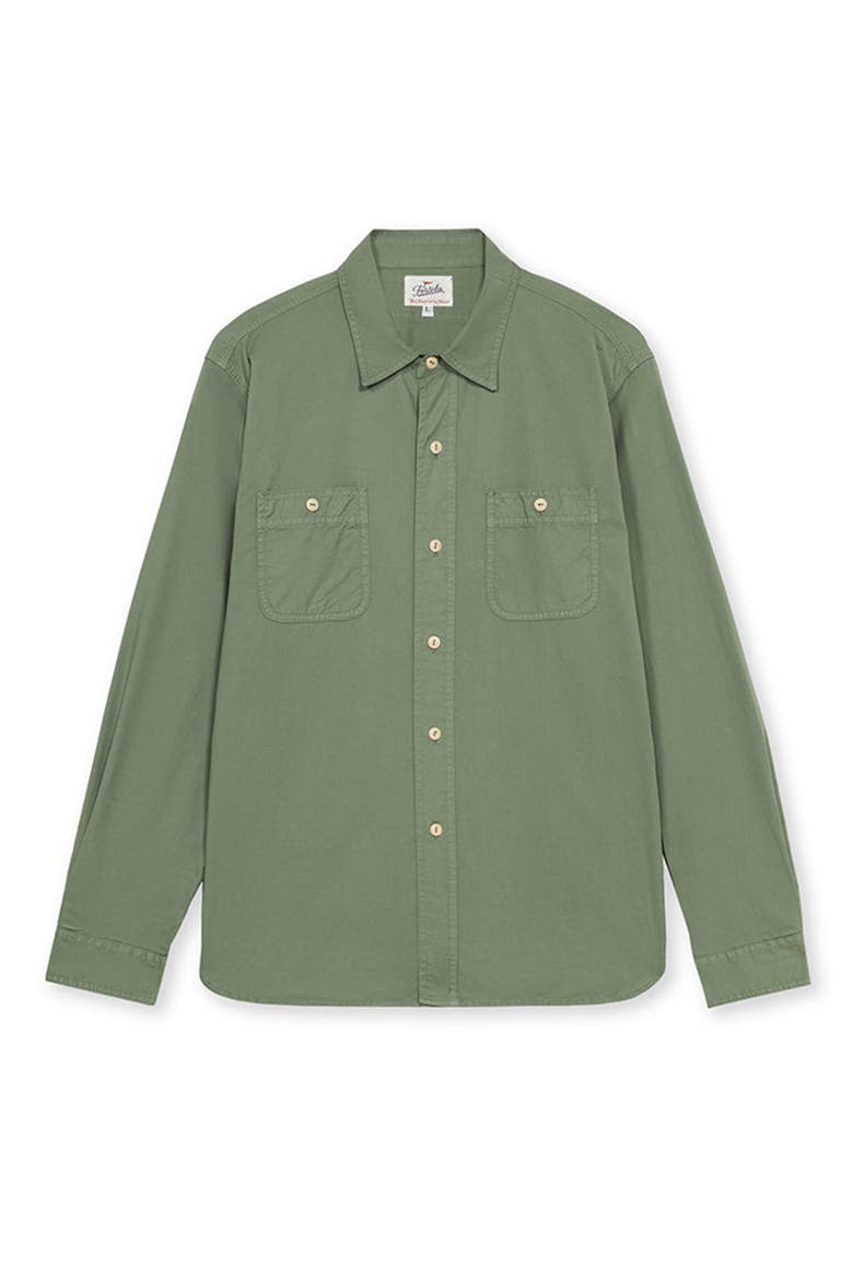 Workt Cotton Shirt, Main, color, GREEN
