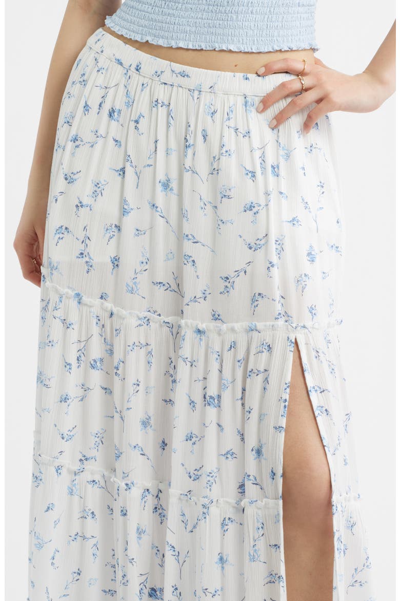 Tiered Maxi Skirt, Alternate, color, IVORY- BLUE MEREDITH BLOOM
