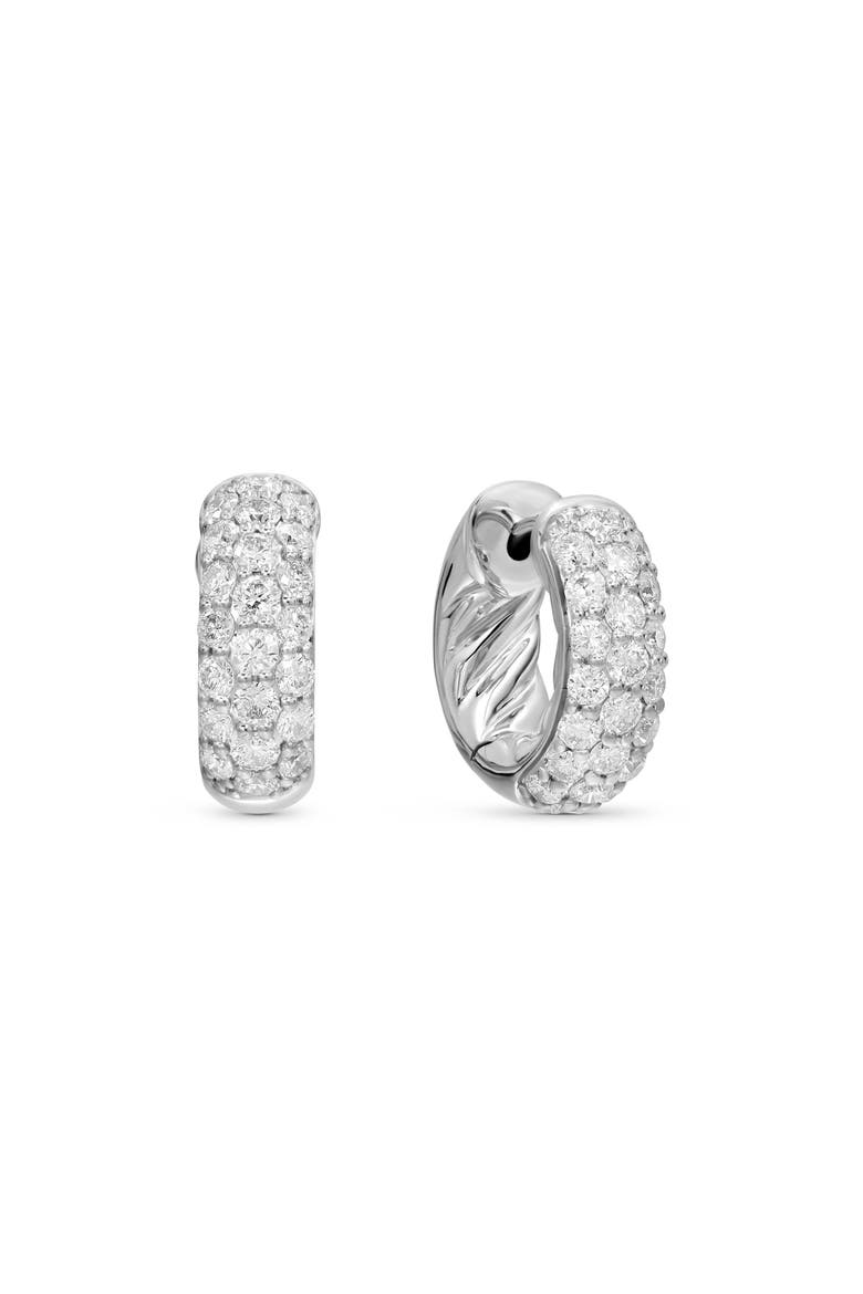 Sculpted Cable Micro Pavé Hoop Earrings in Sterling Silver, Main, color, STERLING SILVER/ DIAMOND