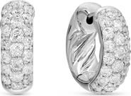 David Yurman Sculpted Cable Micro Pavé Hoop Earrings in Sterling Silver