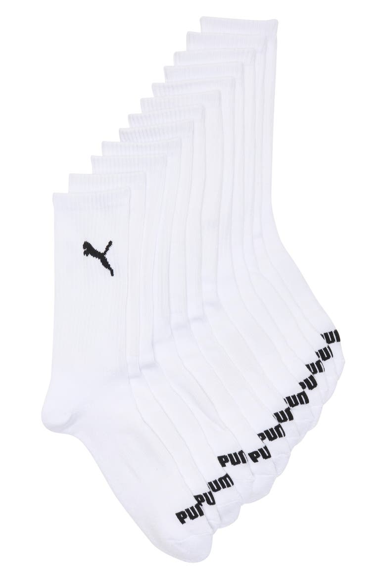 6-Pack Sport Terry Crew Socks, Main, color, WHITE / BLACK