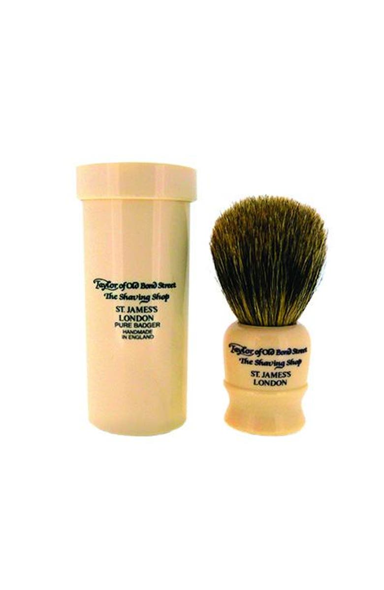 Taylor of Old Bond Street Pure Badger Travel Brush, Main, color, Ivory