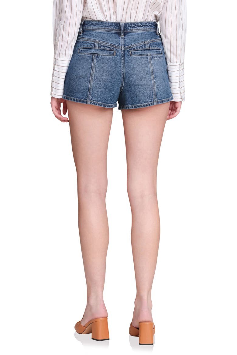 Layered Hem Denim Shorts, Alternate, color, DARK BLUE WASH