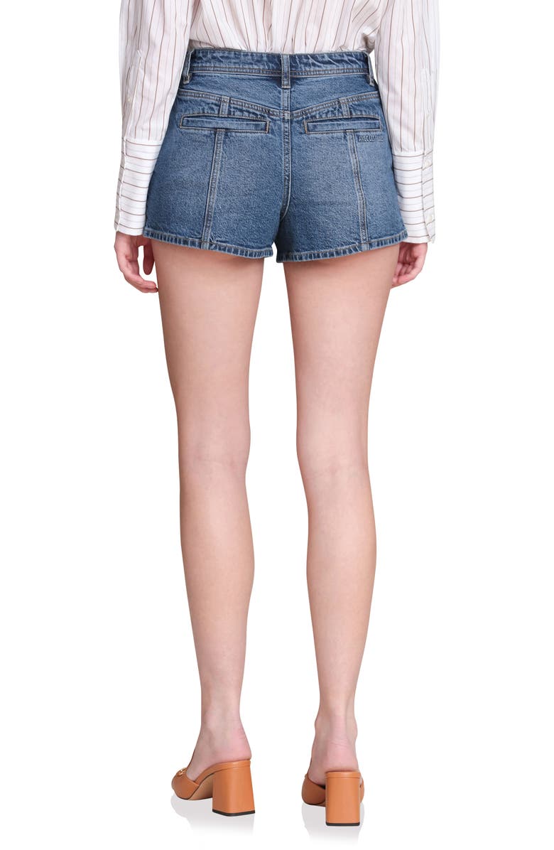 Avec Les Filles Layered Hem Denim Shorts, Alternate, color, Dark Blue Wash