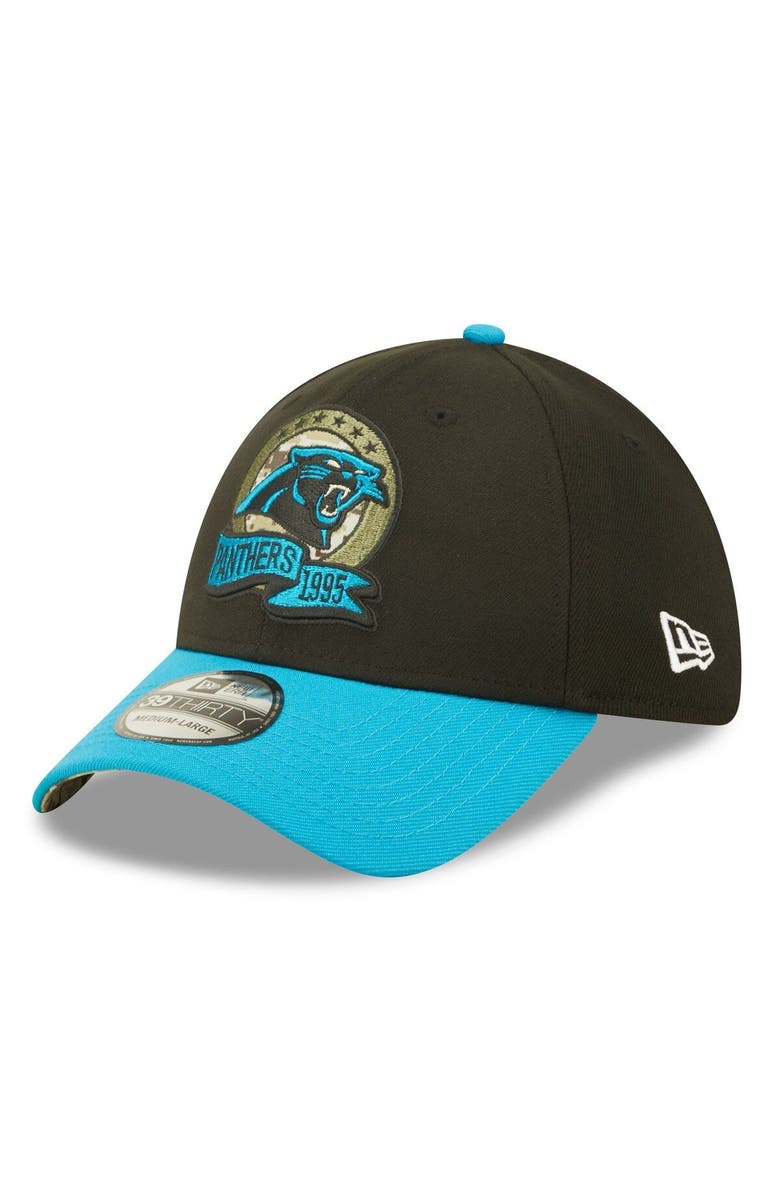 New Era Men's New Era Black/Blue Carolina Panthers 2022 Salute To Service 39THIRTY Flex Hat, Alternate, color, 