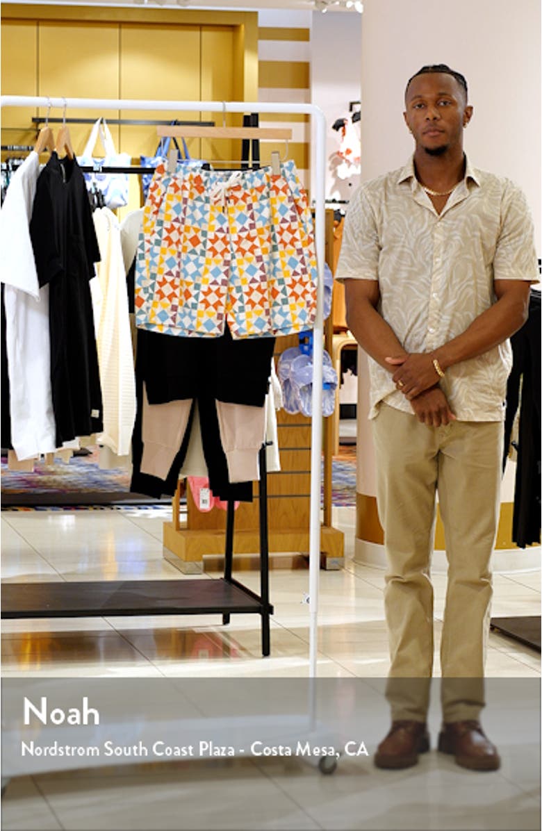 Quilt Print Stretch Cotton Drawstring Shorts, sales video thumbnail