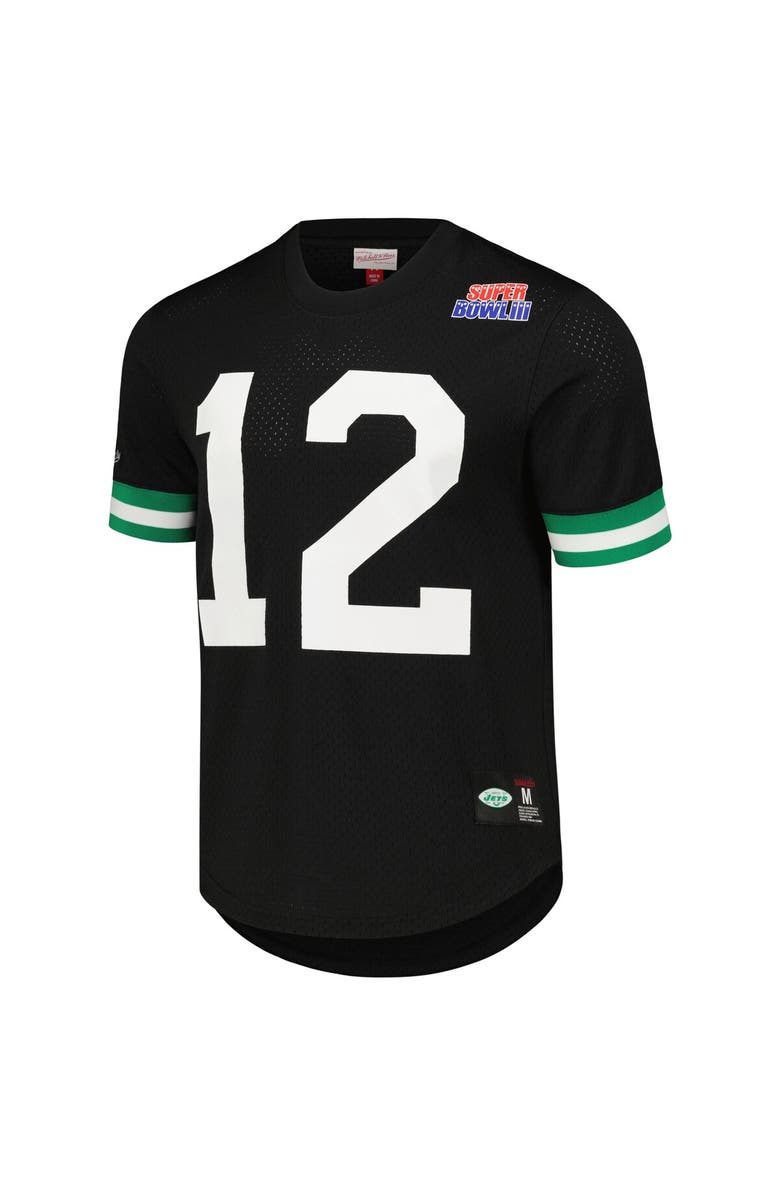 Mitchell & Ness Men's Mitchell & Ness Joe Namath Black New York Jets Retired Player Name & Number Mesh Top, Alternate, color, Black
