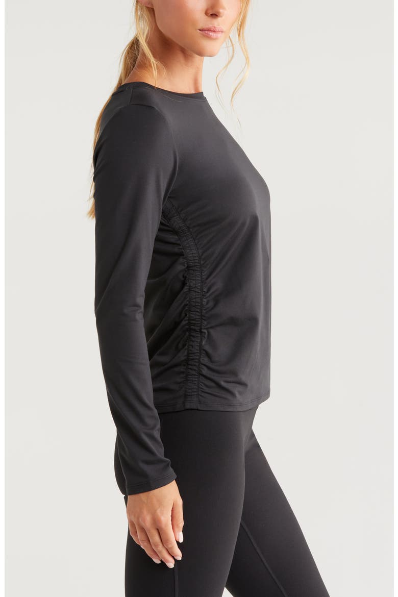 Ruched Long Sleeve T-Shirt, Alternate, color, BLACK