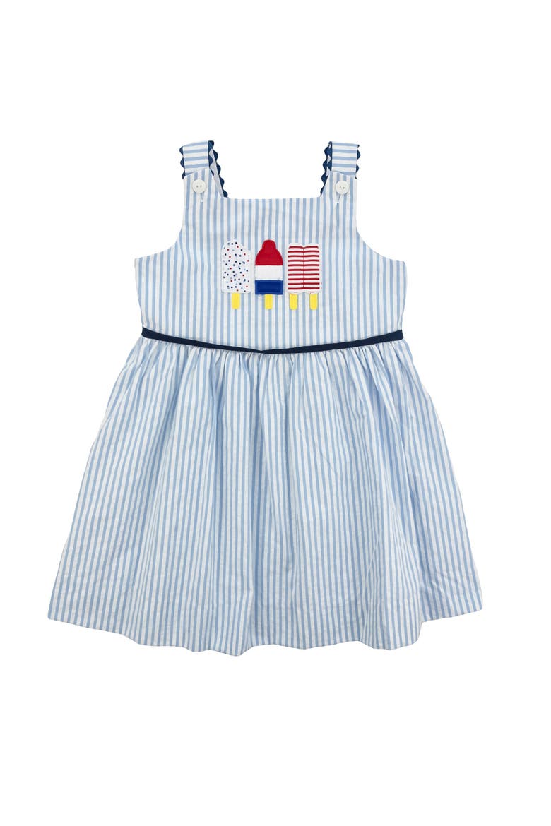 Seersucker Dress With Popscicles, Main, color, Light Blue