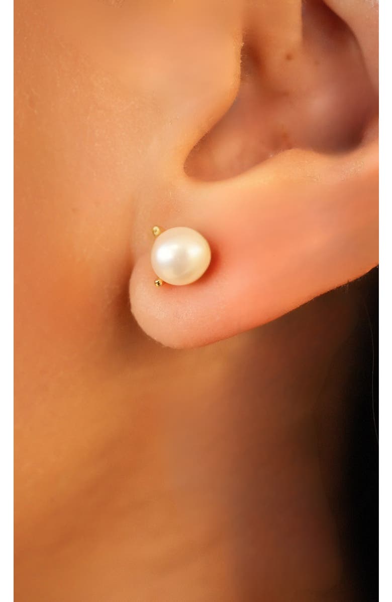Argento Vivo Sterling Silver Freshwater Pearl Stud Earrings, Alternate, color, Gold