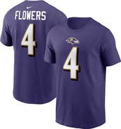 Nike Men's Nike Zay Flowers Purple Baltimore Ravens  Player Name & Number T-Shirt