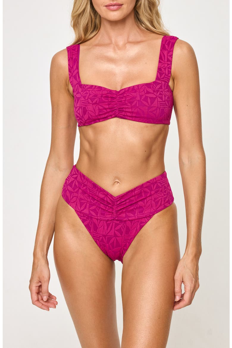 Marlee Jacquard Bikini Top, Alternate, color, BERRY