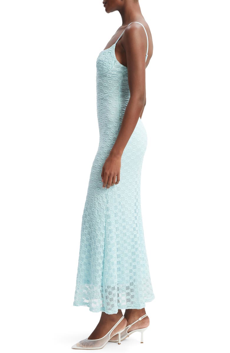 Bardot Adoni Floral Embroidered Mesh Slipdress, Alternate, color, Aqua