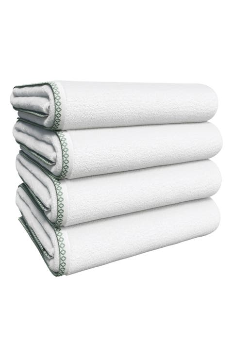 Border Stitch 4-Piece Cotton Bath Towels