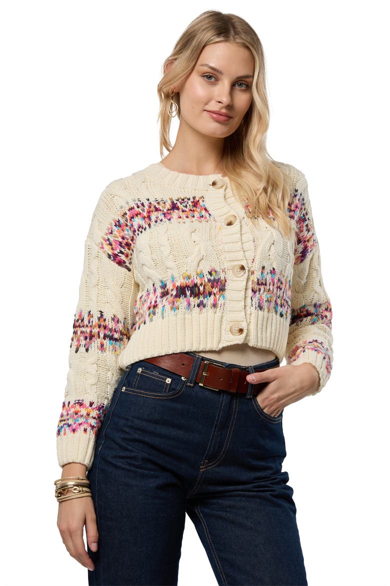 Striped Jacquard Cardigan, Main, color, IVORY
