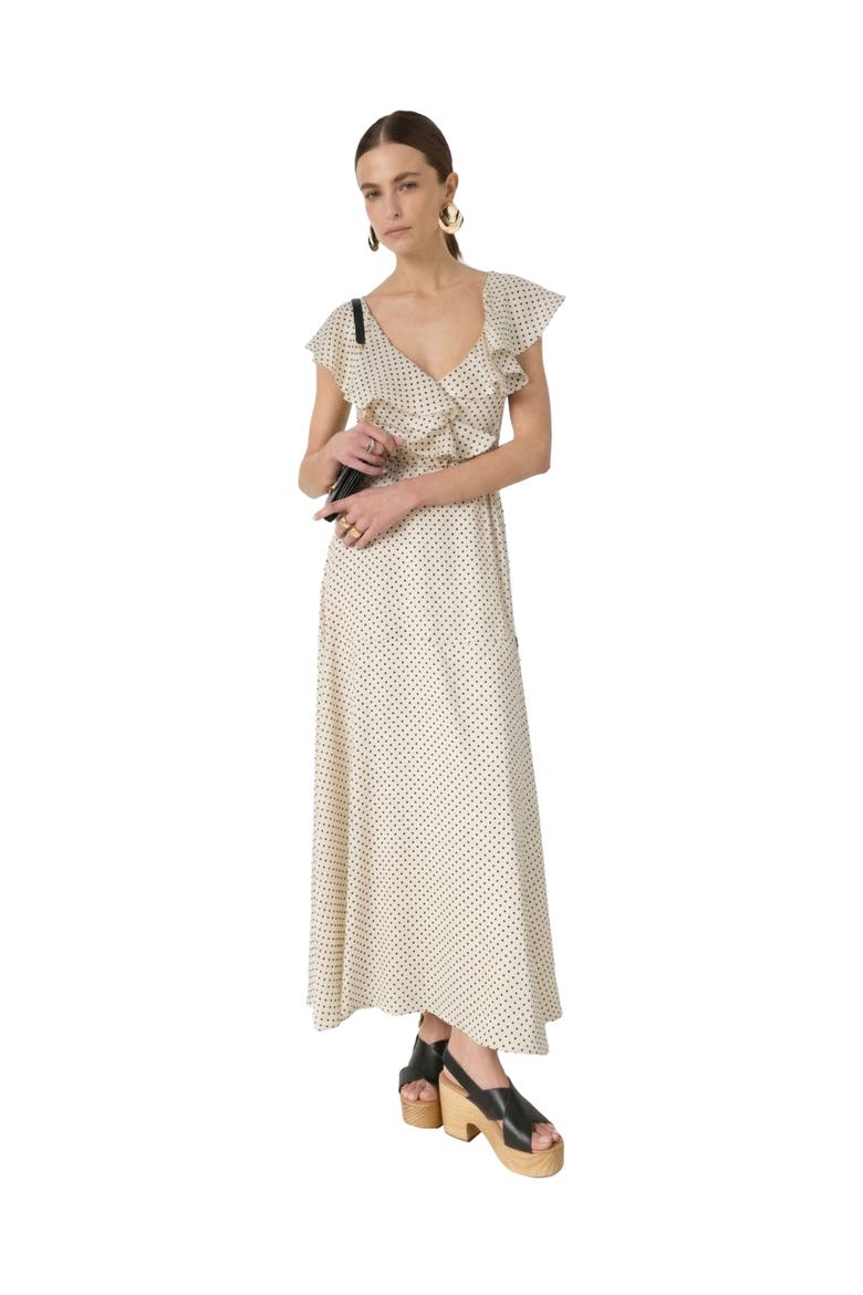Ruffled V-Neck Maxi Dress, Alternate, color, Ecru