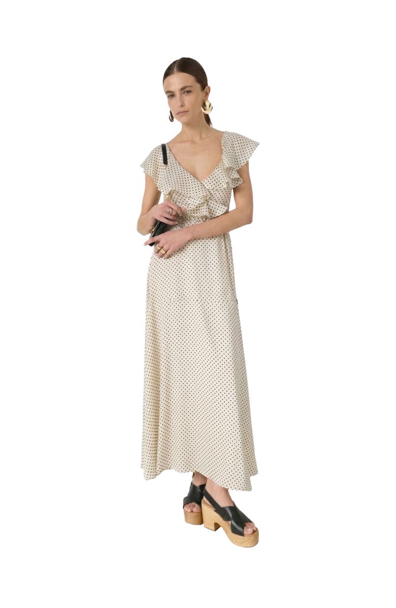 22535459 Ruffled V-Neck Maxi Dress, Alternate, color, Ecru