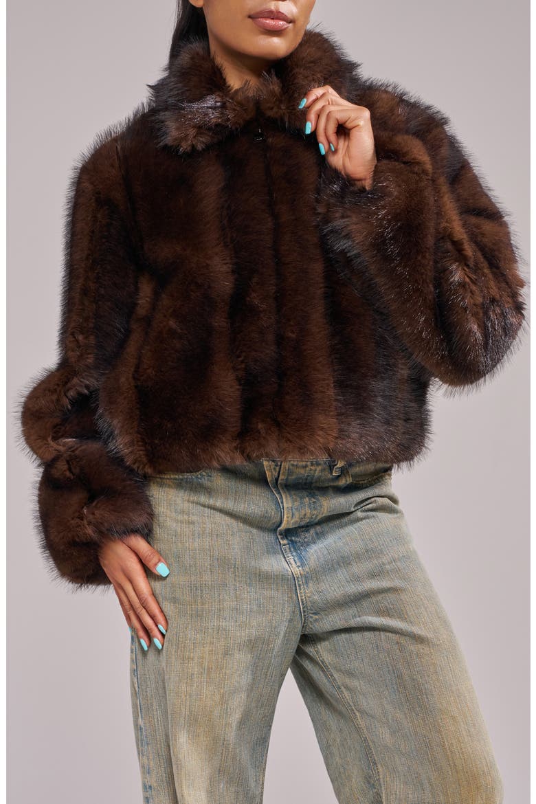 Kessia Faux Fur Jacket, Main, color, CHOCOLATE