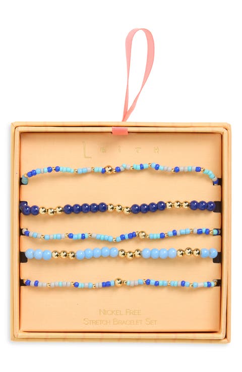 Set of 5 Beaded Stretch Bracelets