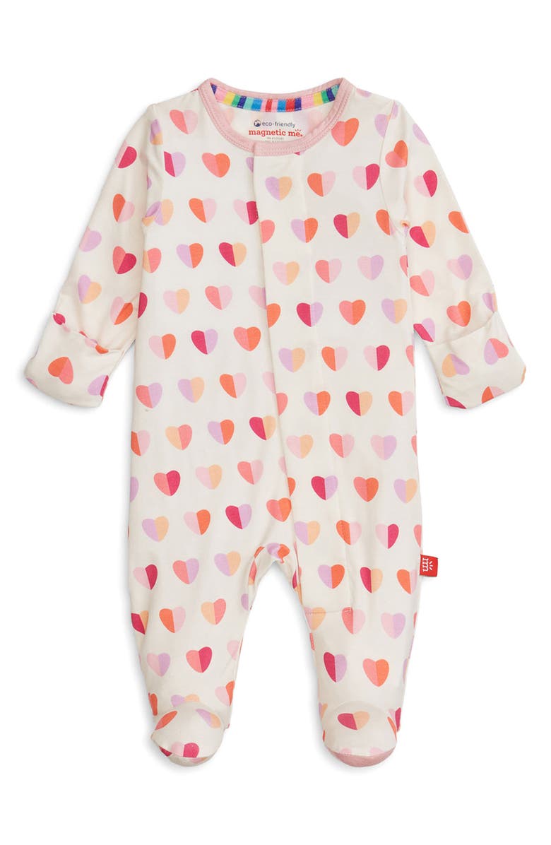 Magnetic Me Pink Hearts Magnetic Modal Footie, Alternate, color, Pink Xoxo