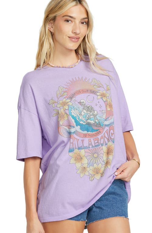 Billabong Oversize Goes Around Here Graphic T-shirt In Purple