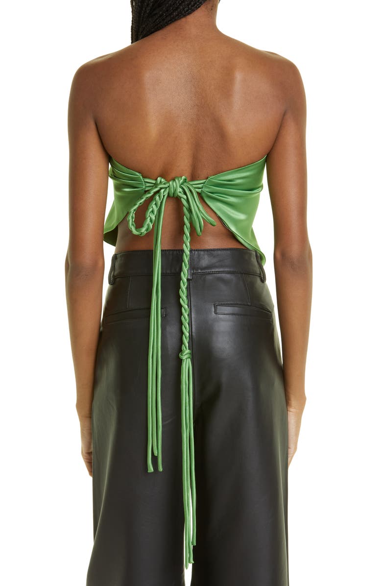 Nanushka Brita Braid Detail Handkerchief Hem Strapless Top, Alternate, color, 