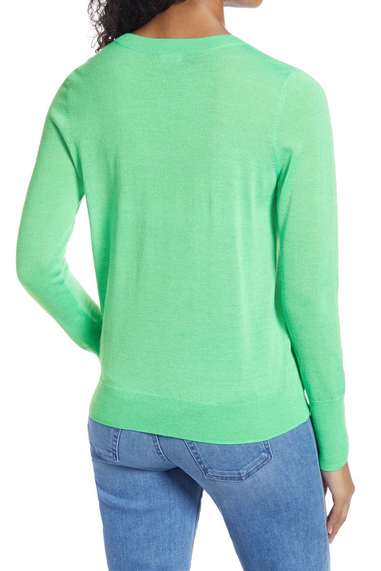 Crewneck Merino Wool Blend Sweater, Alternate, color, GREEN NEON