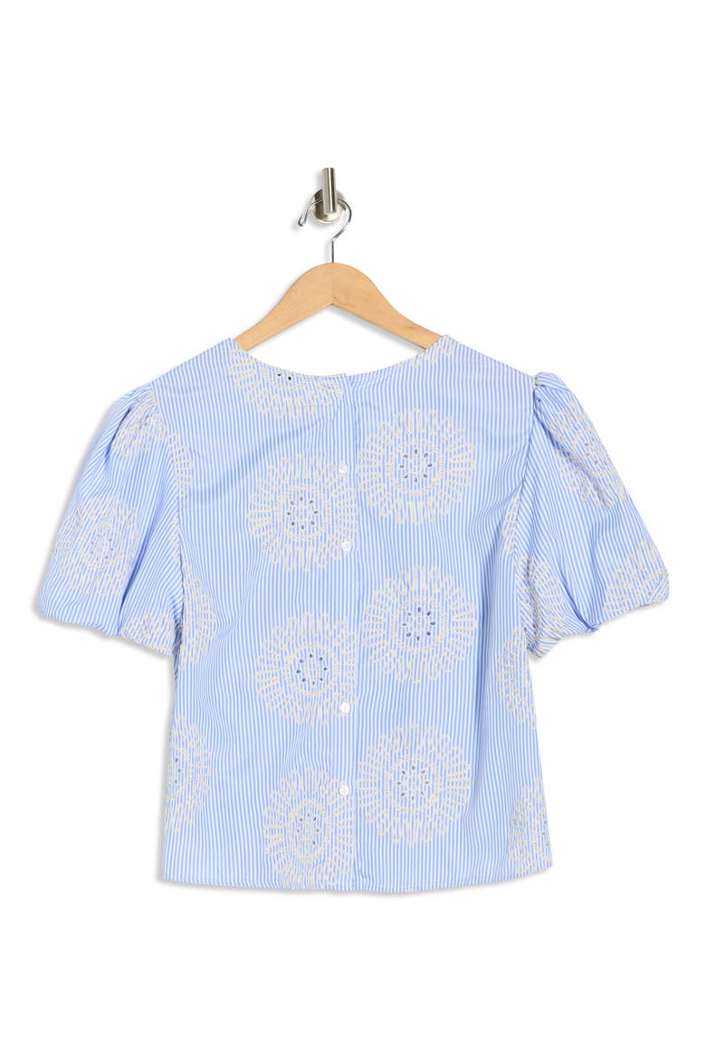 Embroidered Stripe Puff Sleeve Top (Women) | Nordstromrack