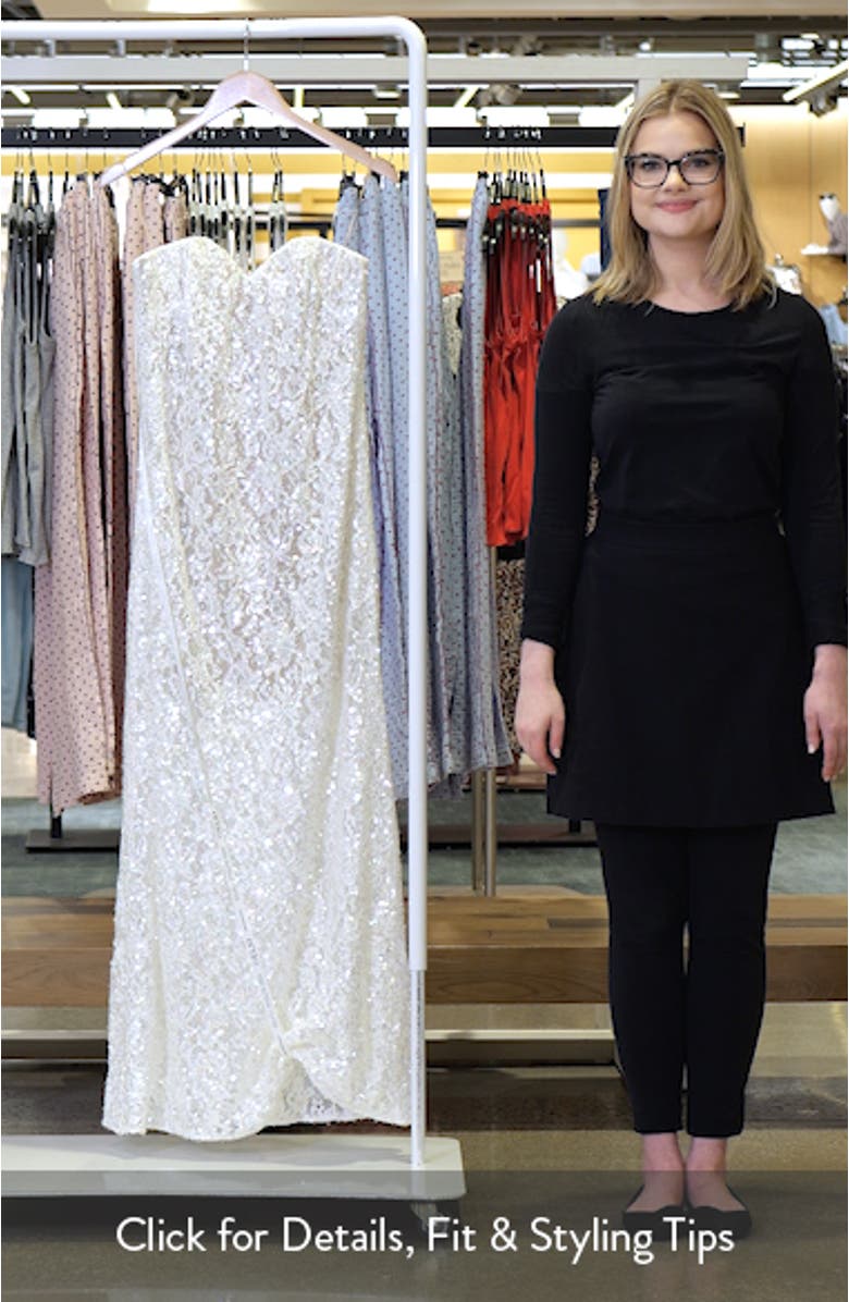 Lindsey Sequin Lace Strapless Gown, sales video thumbnail