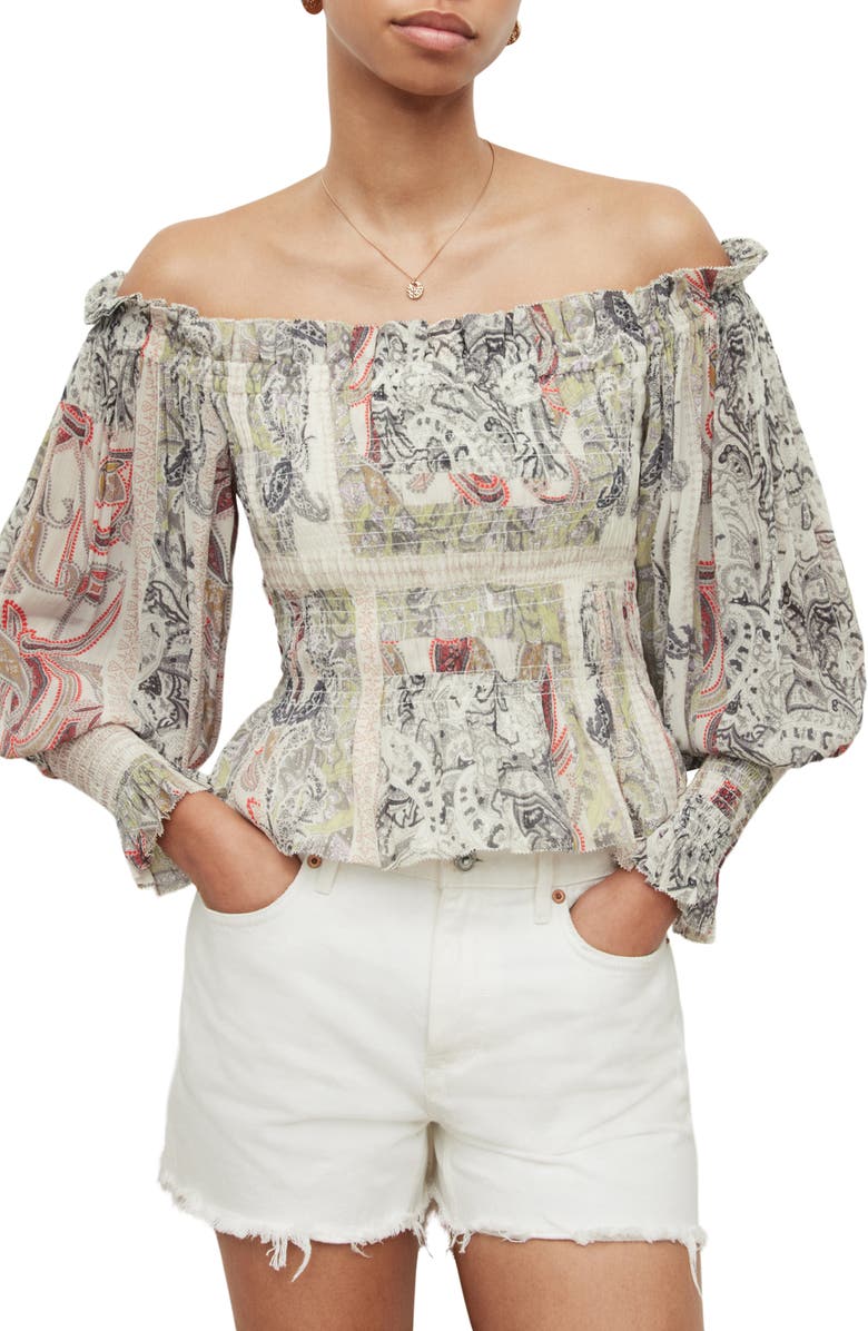 AllSaints Lara Makutu Off the Shoulder Top, Main, color, 