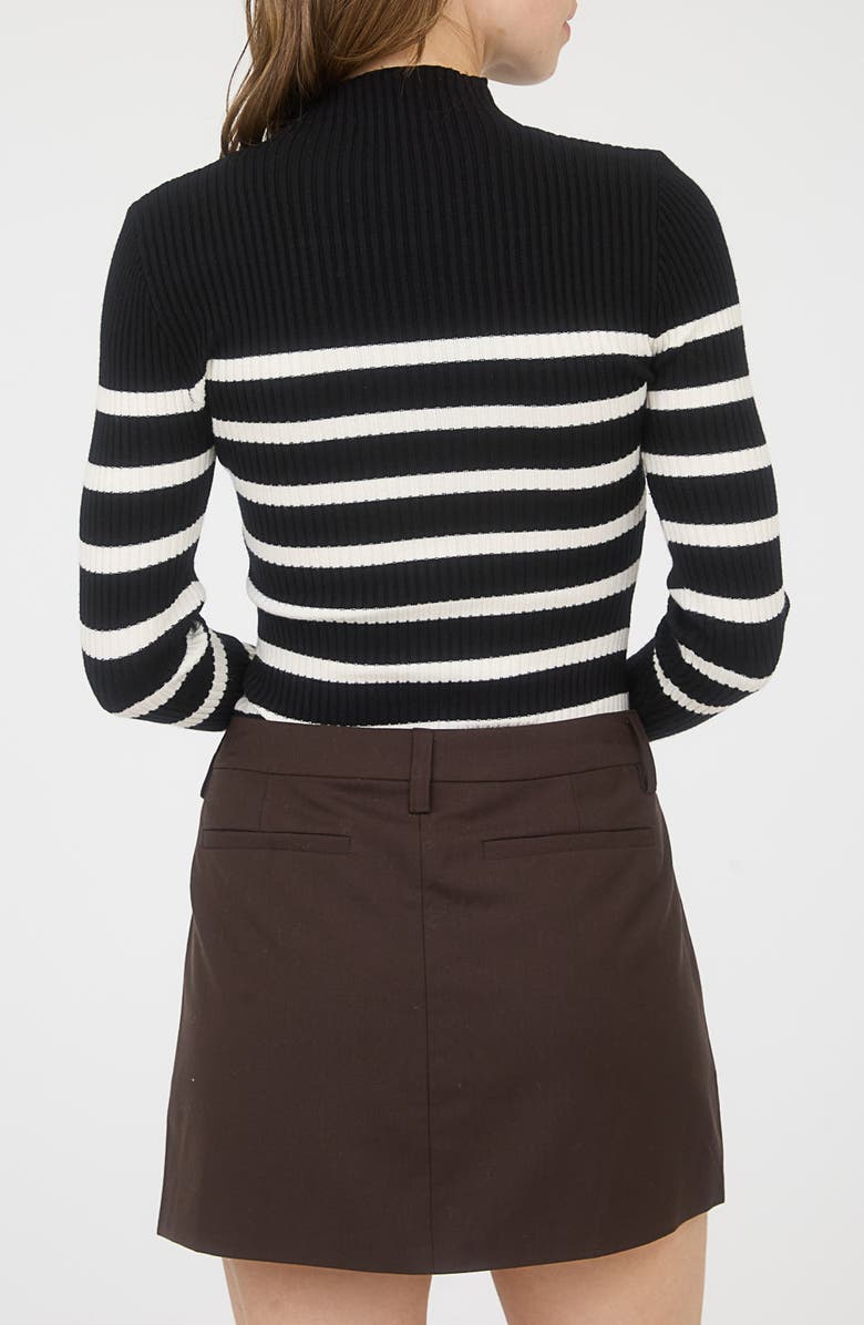 Blu Pepper Stripe Mock Neck Rib Knit Top, Alternate, color,