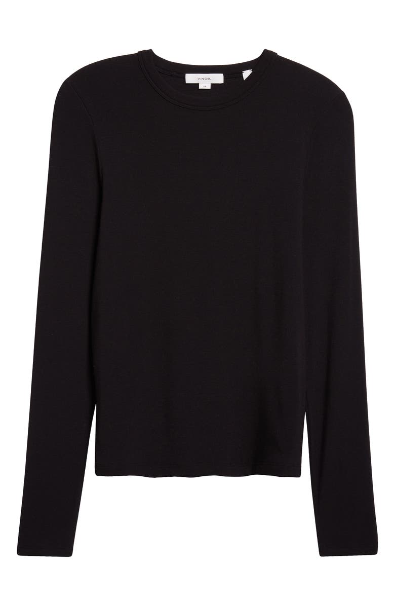 Vince Luxe Long Sleeve Crewneck Top, Alternate, color, Black