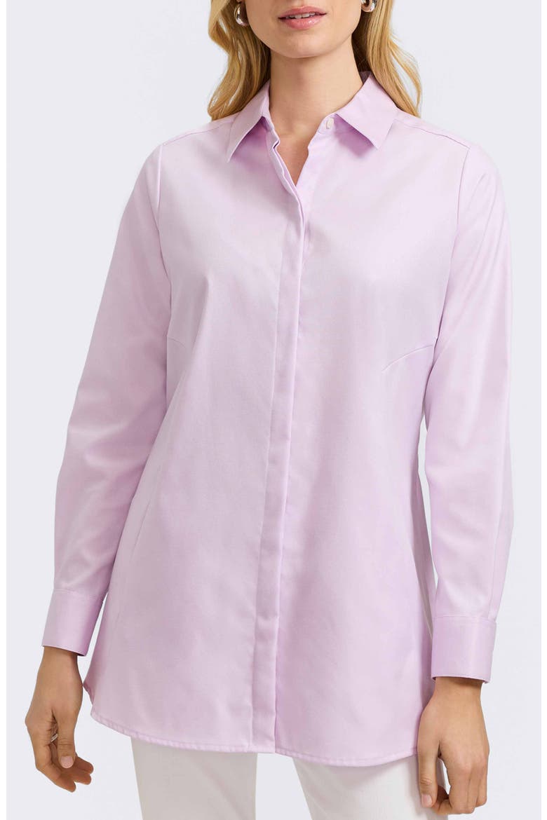 Cici Cotton Button-Up Tunic Shirt, Main, color, ORCHID BOUQUET