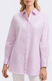 Foxcroft Cici Cotton Button-Up Tunic Shirt