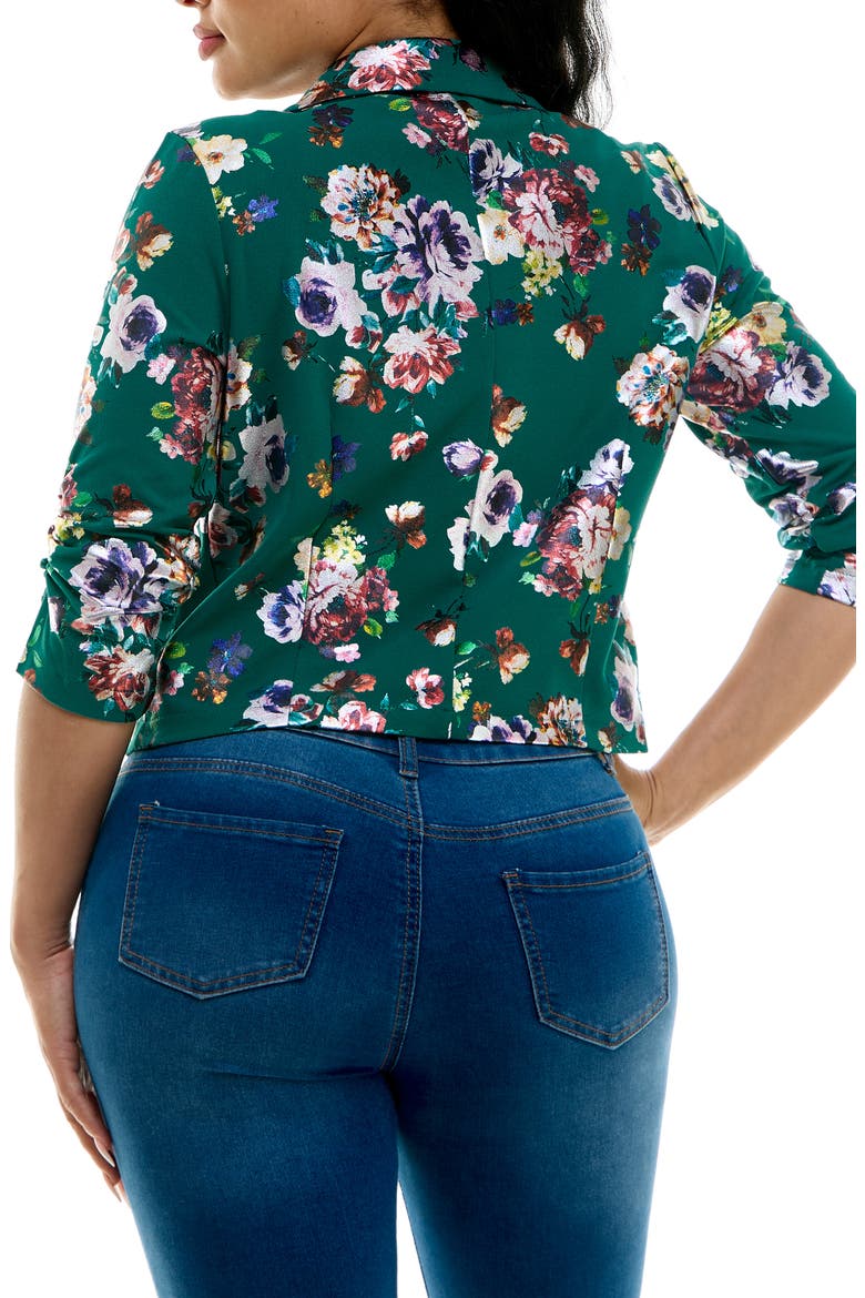 Cropped Single Button Bolero, Alternate, color, TEAL MULTI