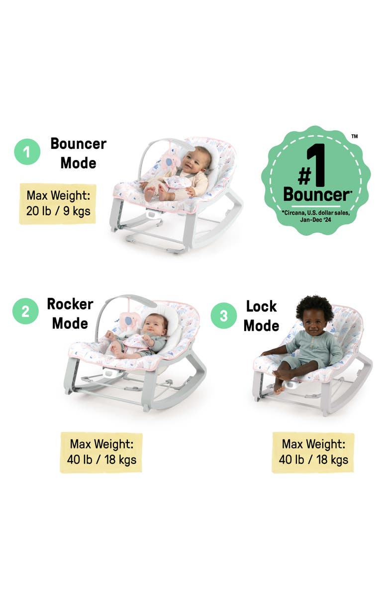 INGENUITY Keep Cozy 3-in-1 Grow with Me Baby Bouncer, Alternate, color, Pink