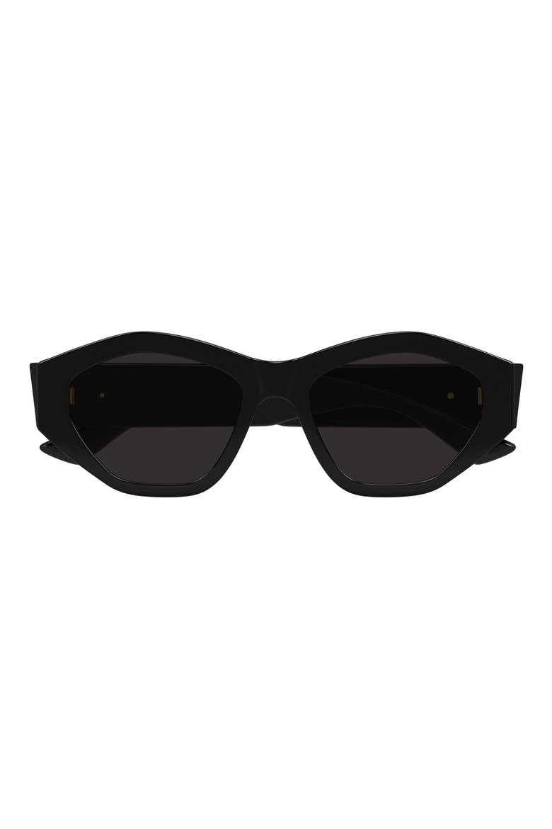 53mm Geometric Sunglasses, Main, color, BLACK