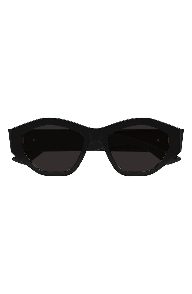 Bottega Veneta 53mm Geometric Sunglasses, Main, color, Black