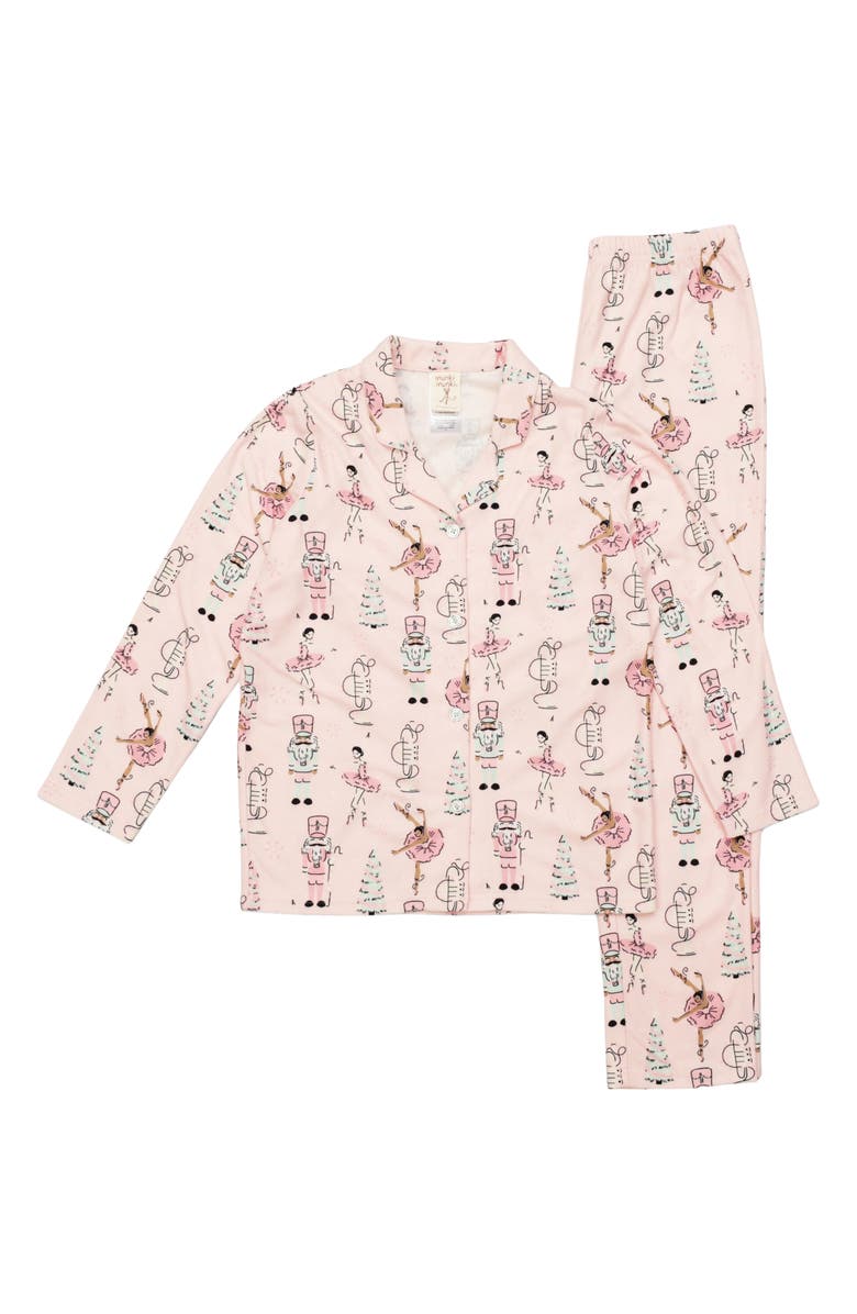 Munki Munki Kids' Holiday Nutcracker Flannel Two-Piece Pajamas, Main, color, Pink