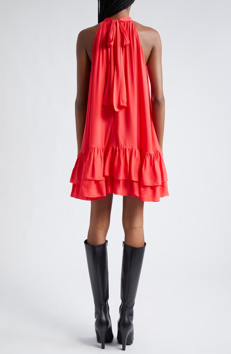 Alice + Olivia Erna Ruffle Hem Minidress, Alternate, color, Bright Poppy