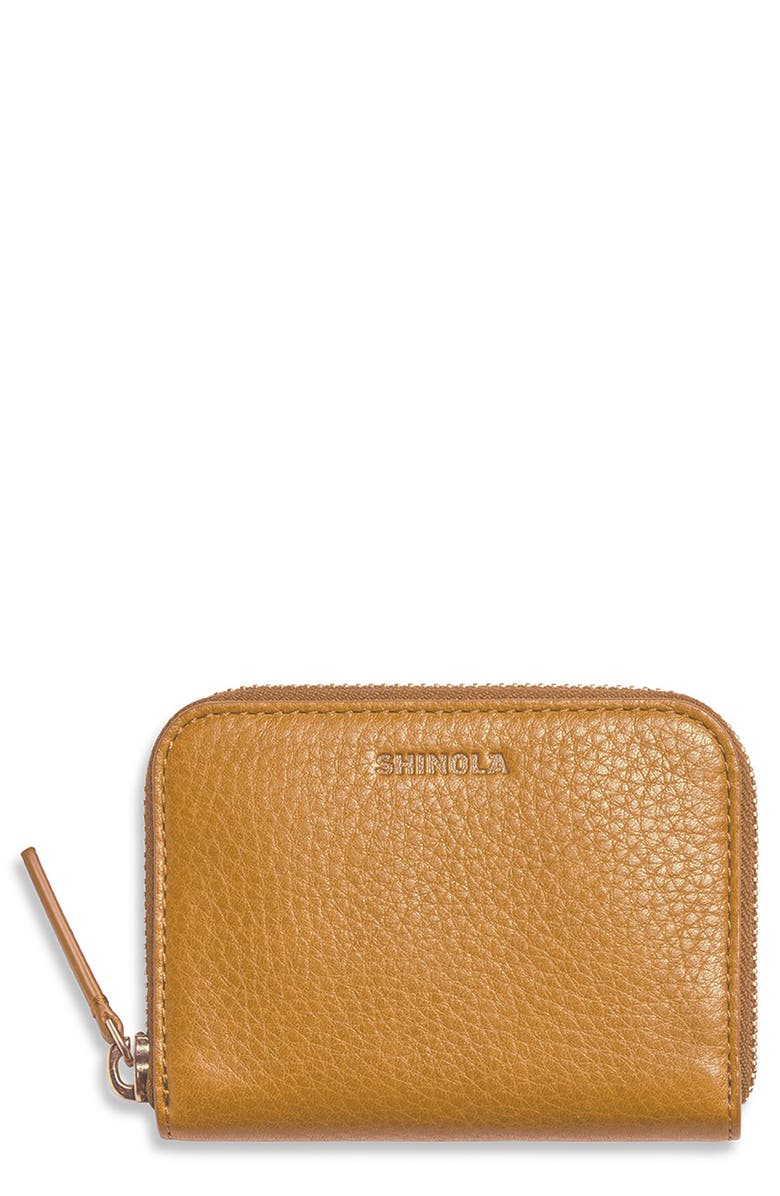 Shinola Small Zip Wallet, Main, color, Honey